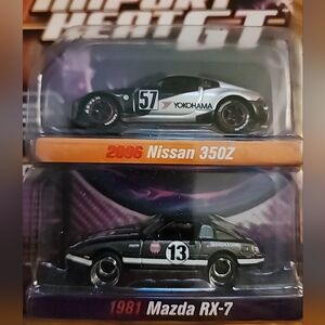 Johnny Lightning 2 Pack Import Heat GT 2006 Nissan 350Z 1981 Mazda RX-7 Release1